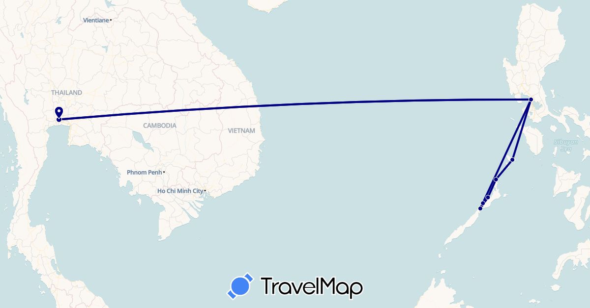 TravelMap itinerary: driving in Philippines, Thailand (Asia)
